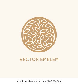 Vector simple and elegant logo design template in trendy linear style - abstract emblem for floral shops or studios, wedding florists, creators of custom floral arrangements 