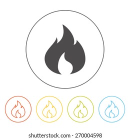 Vector simple fire icon. Pictogram of a flame