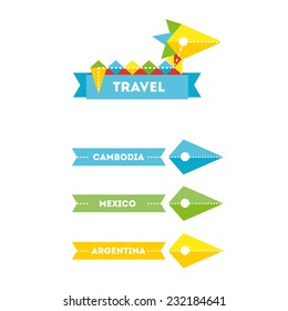 Vector simple flat bird travel company logo with identity elements