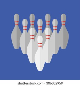 Vector simple flat  bowling skittles icon. Eps10