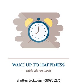 Vector simple flat icon for well healthy night sleep isolated on white background. Sleep table alarm clock.
