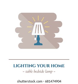 Vector simple flat icon for well healthy night sleep isolated on white background. Sleep bedroom table light lamp