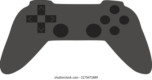 vector simple flat illustration or icon of gray game joystick isolated on white background