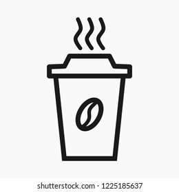 Vector simple flat style icon illustration of a coffee cup (takeaway style) icon isolated on white background