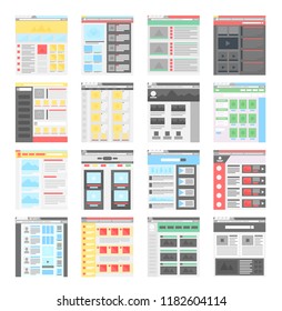 Vector simple flat website design templates icons set.