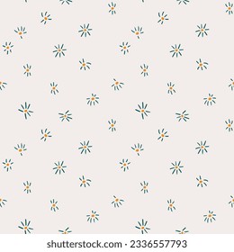 Diseño de patrones sin fisuras vectorial simple floral abstracta. Flores estilizadas en línea. Diseño de patrones secundarios.