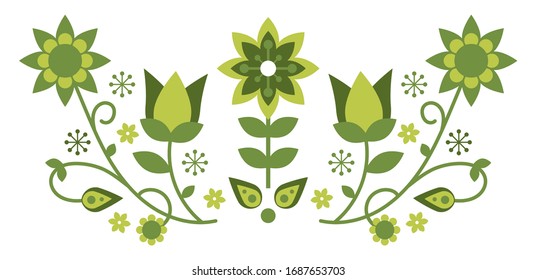 Vector simple floral ornament. Decorative element for printing, embroidery, applique, decoupage.