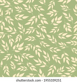 Vector simple, floral y sin costuras. Fondo natural. Hojas verdes de verano. 