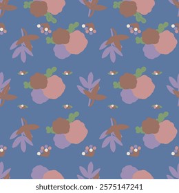 Vector simple floral seamless pattern in mocha mouse colors. Simple Abstract style repeat pattern for graphic design projects, wallpaper, textile.