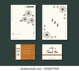  Vektorgrafik von einfachem floralem Hochzeitseinladungsdesign. Speichern Sie das Datum der einfachen Einladung. Vielen Dank für Ihr Kartendesign.