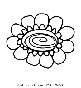 Vector simple flower doodle clipart. Hand drawn floral illustration isolated on white background. For print, web, design, decor, logo.