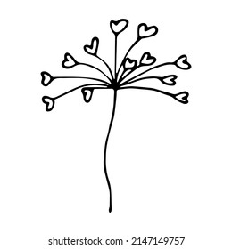 Vector simple de la flor del doodle clipart. Ilustración floral dibujada a mano aislada en fondo blanco. Para imprimir, web, diseño, decoración, logotipo.