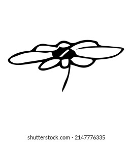 Vector simple de la flor del doodle clipart. Ilustración floral dibujada a mano aislada en fondo blanco. Para imprimir, web, diseño, decoración, logotipo.