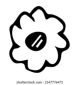 Vector simple flower doodle clipart. Hand drawn floral illustration isolated on white background. For print, web, design, decor, logo.