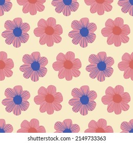 Vector simple flower illustration seamless repeat pattern fashion and home decor print fabric digital artwork