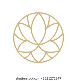 Vector simple flower logo beige line design. template elegant element in trendy linear style. abstract emblem for floral shops or studios, wedding florists, creators of custom floral arrangements