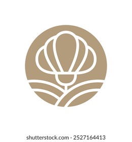 Vector simple flower logo beige line design. template elegant element in trendy linear style. abstract emblem for floral shops or studios, wedding florists, creators of custom floral arrangements