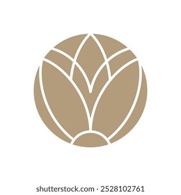 Vector simple flower logo beige line design. template elegant element in trendy linear style. abstract emblem for floral shops or studios, wedding florists, creators of custom floral arrangements