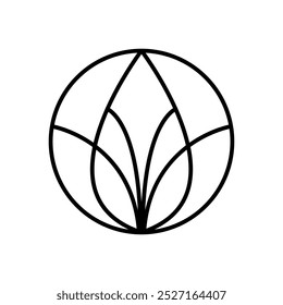 Vector simple flower lotus logo line design. template elegant element in trendy linear style. abstract emblem for floral shops or studios, wedding florists, creators of custom floral arrangements