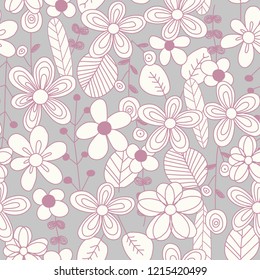 Vector simple flower pattern. Scandinavian style. 