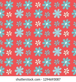Vector simple flower stripe seamless repeat pattern background.