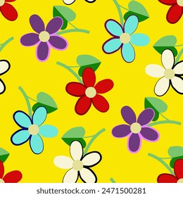 Vector - simple flowers seamless pattern as colored illustration.