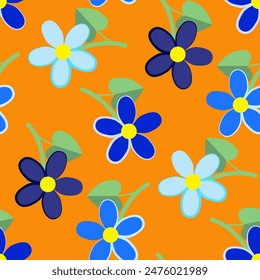 Vector - simple flowers seamless pattern as colored illustration.
