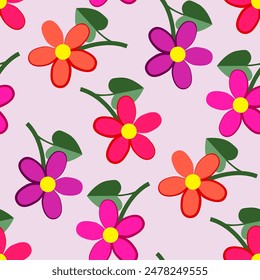 Vector - simple flowers seamless pattern as colored illustration.