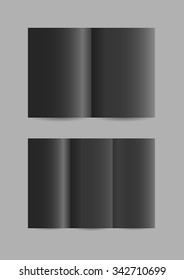 Vector simple folded paper leaflets in black color  