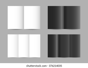 Vector simple folded paper leaflets in black and white color  