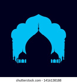 Vector simple frame with blue Indian palace - Taj Mahal
