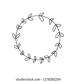 Vector simple frame. Branches logo template. Line art