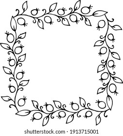 Vector simple frame made from berries and leaves.