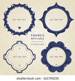 Vector simple framework in Victorian style. Element for design. You can place the text in an empty frame. It can be used for decorating of invitations, greeting cards, decoration for bags and clothes.