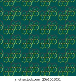 Vector simple geometric seamless pattern. Green colour abstract colorful background. Hexagon repeatable texture.