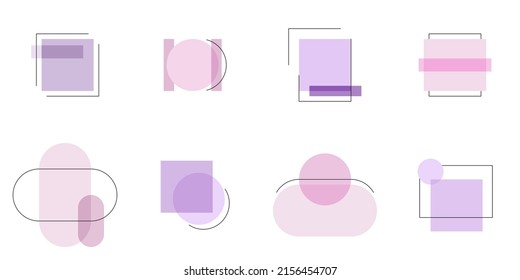 Vector simple geometric shapes set. Set of simple graphic elements. Basic shapes and lines. Labels stickers template, header, decorative creative banners, flyer or presentation.