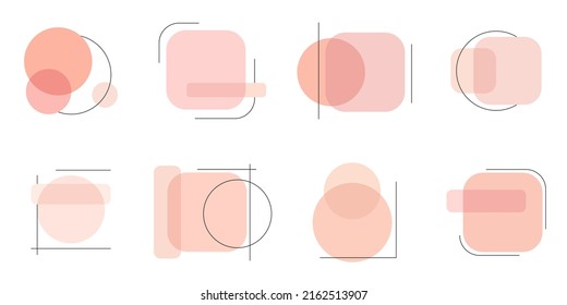 Vector simple geometric shapes set. Set of simple graphic elements. Basic shapes and lines. Labels stickers template, header, decorative creative banners, flyer or presentation.