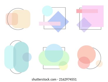 Vector simple geometric shapes set. Set of simple graphic elements. Basic shapes and lines. Labels stickers template, header, decorative creative banners, flyer or presentation.