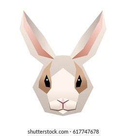 Vector simple geometry bunny or rabbit face icon isolated on white background