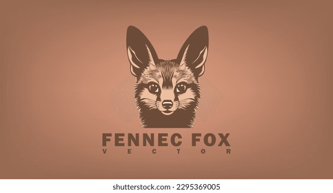 Vector simple graphic logo. The red head of a cute funny little cuddly fennec fox. Sticker, emblem or icon.