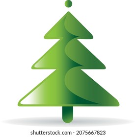 árbol de navidad verde simple vector, estilo de caricatura