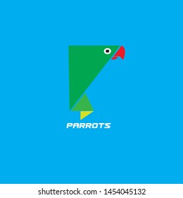 Vector of a simple green parrot with a blue background
