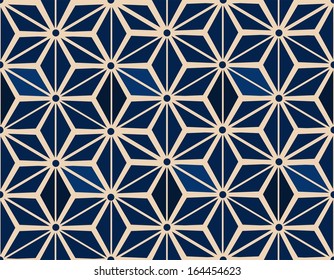 A vector simple grid geometric pattern. Trellis, cubes folded into snowflakes.