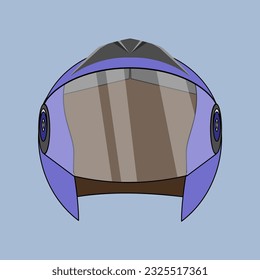 vector simple half face large blue helmet
