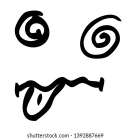 Vector simple Hand Draw Sketch confused face or anxious, isolated on white
