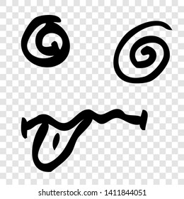 Vector simple Hand Draw Sketch confused face or anxious, isolated on white
