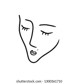 Vector simple hand drawn black and white trendy line portrait art. Monochrome print for clothes, textile and other. EPS illustration