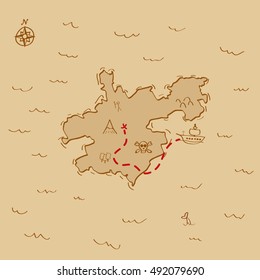 Vector Simple Hand Pirate Treasure Map