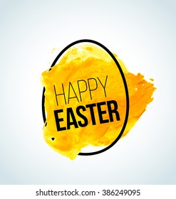 Vector simple Happy Easter card / poster with watercolor egg