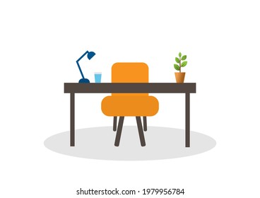 vector simple home office space in isolate background, working space area, 